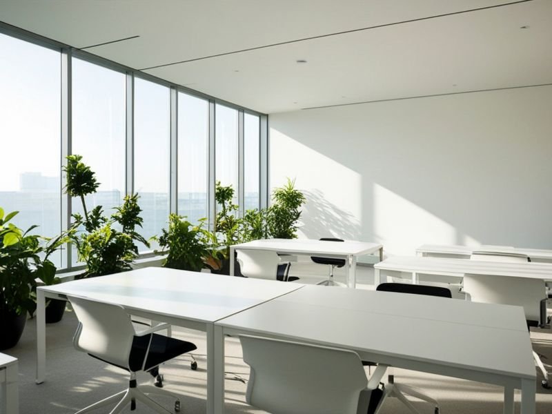 Indoor plants in office with low light