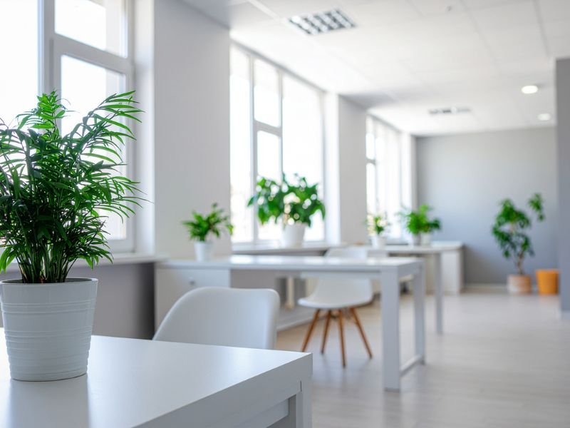 Indoor plants in office space